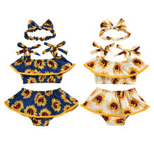 3pcs Kids Baby Girl Summer Clothes Sunflowers Ruffle Tank Crop Top Vest Shorts Pants Headband Outfits Set 0-24M 2024 - buy cheap