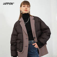 Jaqueta feminina casual grossa, quente, outono inverno, casaco longo feminino, solto, duas peças, traje de retalhos, parca, vintage, vestuário, 2020 2024 - compre barato