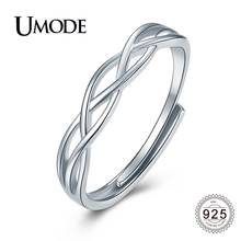 UMODE New 925 Sterling Silver Hollow Braided Open Cuff Rings for Women Men Adjustable Ring Silver 925 Jewelry Gifts ALR0754 2024 - buy cheap