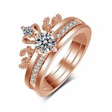 Женские кольца с короной ULEX, обручальные кольца из розового золота с кубическим цирконием, модные роскошные свадебные ювелирные аксессуары 2024 - купить недорого