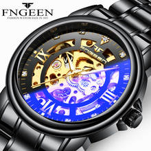 FNGEEN Luxury Mechanical Watch Men Gold Stainless Wateproof Fashion Top Brand Diamond Skeleton Automatic Watches  Montre Homme 2024 - buy cheap