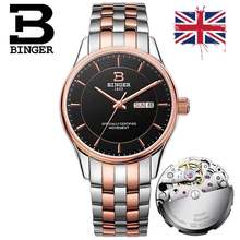 Switzerland Japan MIYOTA Automatic BINGER Brand Watch Men Business Mechanical Clock Calnedar Week Date 50M Relogio Masculino 2024 - buy cheap