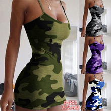 Sexy Camouflage Dress Women Bodycon Short Tight Fitted Dress Club Wear Sukienka Spaghetti Strap Floral Print Dress Plus Size 5xl 2024 - buy cheap