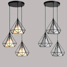 Nordic modern diamond chandeliers iron creative dining room lighting dining table bar three personality restaurant chandeliers 2024 - buy cheap