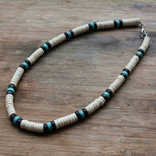 Collar surfista hecho DE CUENTAS blancas, negras y azules para hombres, joyería tribal, envío directo 2024 - compra barato