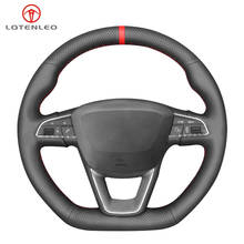 LQTENLEO Black Artificial Leather Car Steering Wheel Cover For Seat Leon Cupra Leon ST Cupra Leon ST Cupra Ateca Cupra Ateca FR 2024 - buy cheap