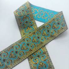 Cortina de celtas azul turquesa para traje, cinta de costura bordada, Jacquard étnica, color dorado, 2 ', 50mm, 5cm 2024 - compra barato