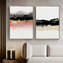 Abstract Art Canvas Painting Modern Wall Picture Pink Black Gold White Watercolor Prints Poster Home Living Room Wall Art Decor 2024 - buy cheap