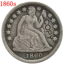 USA 1860-S десятицентовая монета с изображением сидящей свободы копия монет 2024 - купить недорого