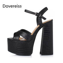 Dotreiss sapatos femininos de couro legítimo, calçados de verão da moda para mulheres com fivela à prova d'água de presilha salto largo 41 2024 - compre barato