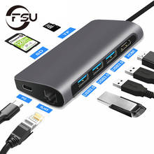 USB C концентратора Thunderbolt 3 Тип c док-станция для PD 100 Вт концентратор типа C на HDMI 4K RJ45 для MacBook Samsung Dex S10 8 9 Huawei P30 Pro сплиттер 2024 - купить недорого