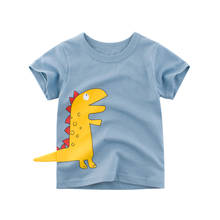 Camiseta de algodão para meninos, camiseta de manga curta de estampa de dinossauro para crianças, roupas infantis de verão 2024 - compre barato