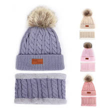 H:HYDE-Conjunto de dos piezas de gorro y bufanda para niños, gorro de punto para mantener el calor, para el invierno 2024 - compra barato