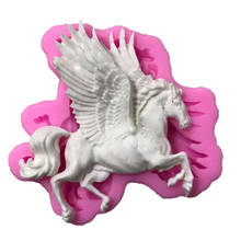 Molde de silicona con forma de caballo 3D con forma de ala para decoración de pasteles, Fondant, Chocolate, hornear, pasteles 2024 - compra barato