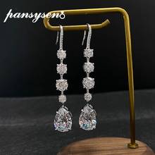 Pansysen sestacionar brincos longos de diamante moissanite, joias finas de casamento para mulheres, presentes, acessórios 2024 - compre barato