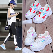 Fashion Colorful Laser Breathable platform sneakers women Spring Autumn shoes women Breathable Mesh Bling Lace-Up sneakers 35-42 2024 - buy cheap