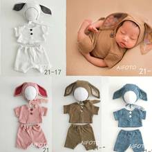 Chapéus de bebês coelho conjunto de bonecos para foto recém-nascida adereços roupas de menino sessão acessórios para estúdio de fotografia 2024 - compre barato