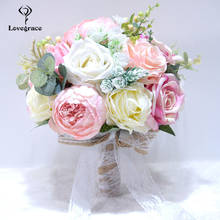 Flor de casamento bouquet de noiva de seda rosa branco rosa mão titular bouquet de casamento flore para damas de honra casamento mariage acessórios 2024 - compre barato