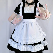 Black Cute Lolita Maid Dress Costumes Cosplay Suit for Girls Woman Waitress Maid Party Stage Costumes 2024 - buy cheap