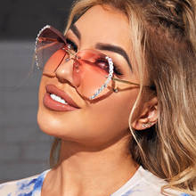 Square Crystal sunglasses Women Luxury Vintage Oversized Rimless  clear Shades Sunglasses Ladies Diamond Fashion Glasses UV400 2024 - buy cheap