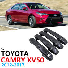 Cubierta de manijas de puerta de coche, accesorios de fibra de carbono negro brillante para Toyota Camry XV50 2012 2013 2014 2015 2016 2017 2024 - compra barato