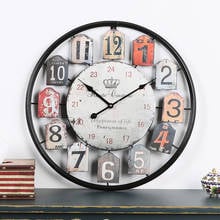 European Wrought Iron Retro Wall Clock Bedroom Home Living Room Decor Large Wall Clock Modern Design Metal Hollow Round Clocks 2024 - buy cheap