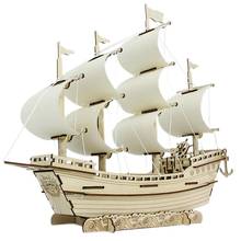 1 Set DIY Sailing Ship Toys 3D Wooden Puzzle Toy Assembly Model Kits Desk Decoration Handmade Assembly Decoration Gift For kids 2024 - buy cheap