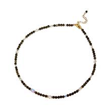 Ожерелье Lii Ji из натурального обсидиана, 3 мм/4 мм, с австрийским кристаллом, 14 карат, заполненное золотом, 14 карат, 35 см + 5 см 2024 - купить недорого