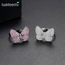 LUOTEEMI Butterfly Wedding Ring for Women Luxury Wholesale Accessories for Women High Quality Pink Cubic Finger Rings Dropship 2024 - buy cheap