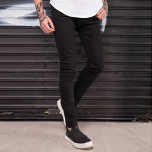 Мужские облегающие джинсы в стиле хип-хоп, черные потертые джинсы до колена, байкерские джинсы с дырками, уличная одежда, 2020 2024 - купить недорого