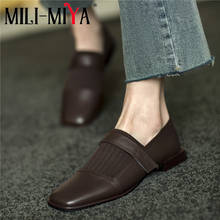 MILI-MIYA New Arrival Women Cow Leather Flats Comfortable Square Toe Solid Color Slip On Casual Spring Autumn Shoes Size 34-42 2024 - buy cheap