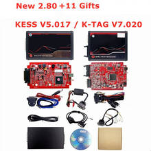 Online 2.80 EU Red Kess V5.017 OBD2 Manager Tuning Kit KTAG V7.020 4 LED BDM Frame 22pcs Adapters K-TAG 2.25 ECU Programmer 2024 - buy cheap