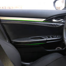 4pcs Door Handle Panel / Door Armrest Microfiber Leather Cover Trim For Honda Civic 10th Gen 2016 2017 Black with Carbon Texture 2024 - buy cheap