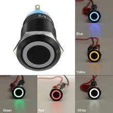 12-v 19mm auto-bloqueio interruptor de botão loop led cabeça plana 5pin impermeável
