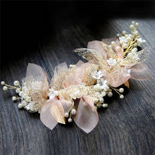 Ornamento de cabelo em fio de seda estilo coreano, acessório para cabelo de noiva, beleza, casamento, rosa 2024 - compre barato