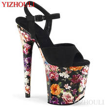 20cm sexy embroidered flower waterproof platform pole dancing high heels fashion high sandals model runway shoes 2024 - buy cheap