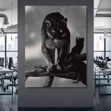 Lona pôster de decoração da casa pantera moderna, pintura em preto e branco, arte de parede, imagem de animal modular para sala de estar 2024 - compre barato