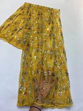 Вышитая кружевная ткань Jolin-116.6801 с блестками красивые нигерийские кружева с блестками кружевной ткани для праздничное платье 2024 - купить недорого
