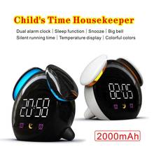 Relógio de mesa colorido com led, alarme eletrônico criativo pequeno, de cabeceira com termômetro 2024 - compre barato