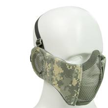 Máscara protetora meia face tática dobrável, malha para parte inferior do rosto com proteção para as orelhas, para paintball militar, caça, airsoft 2024 - compre barato