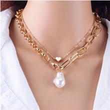 Baroque Necklace Irregular Pearl Heart Double Layer Clavicle Chains Women's Fashion Wild Jewelry Choker 2024 - buy cheap