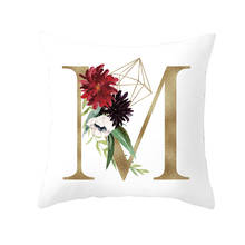 26 Alphabet Initials Cushion Covers Gold English Letter MJ Flower Soft Throw Pillow Cases Sofa Chair Decoration 2024 - buy cheap