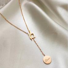 316L Stainless Steel Upscale Geometric Square Round Carving Love Chain Choker Necklace For Women Fashion Jewelry Party Gifts 410 2024 - buy cheap