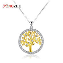 TONGZHE Tree Of Life Custom Necklace Personalized 925 Sterling Silver Lucky Tree Zircon Round Necklace Christmas Gift 2024 - buy cheap