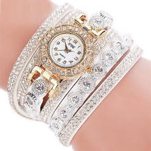 Мужские и женские модные повседневные часы-браслет для женщин Relogio кожа стразы аналоговые кварцевые часы женские часы Montre Femme 2024 - купить недорого