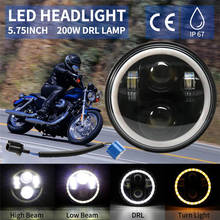 5.75'' H4 Motorcycle LED Headlight  w/ Halo Ring White DRL Angel eyes For Harley Davidson/Dyna/Sportster/Heritage Springer/Deuce 2024 - buy cheap