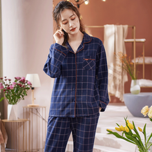 High Quality Plaid Pajamas Set Women Spring Autumn Pajama Sleepwear Thick Cardigan Pajamas Full Pure Cotton Sleepwear M-3XL 2024 - buy cheap