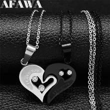 2PCS 2021 Fashion Stainless Steel Crystal Couples Necklaces for Women/Men Chain Necklace Jewelry colgante corazon NXS01 2024 - buy cheap