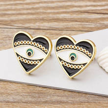 Romantic Heart Shape Cute Mini Small Stud Earrings Trendy Evil Eye Enamel Jewelry For Women Wedding Engagement Birthday Gift 2024 - buy cheap