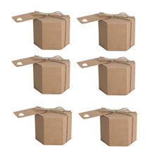50 шт. коробка для конфет из крафт-бумаги, Подарочная коробка для конфет с шестигранной картонной коробкой, со шпагой и биркой, товары для свадебной вечеринки 2024 - купить недорого